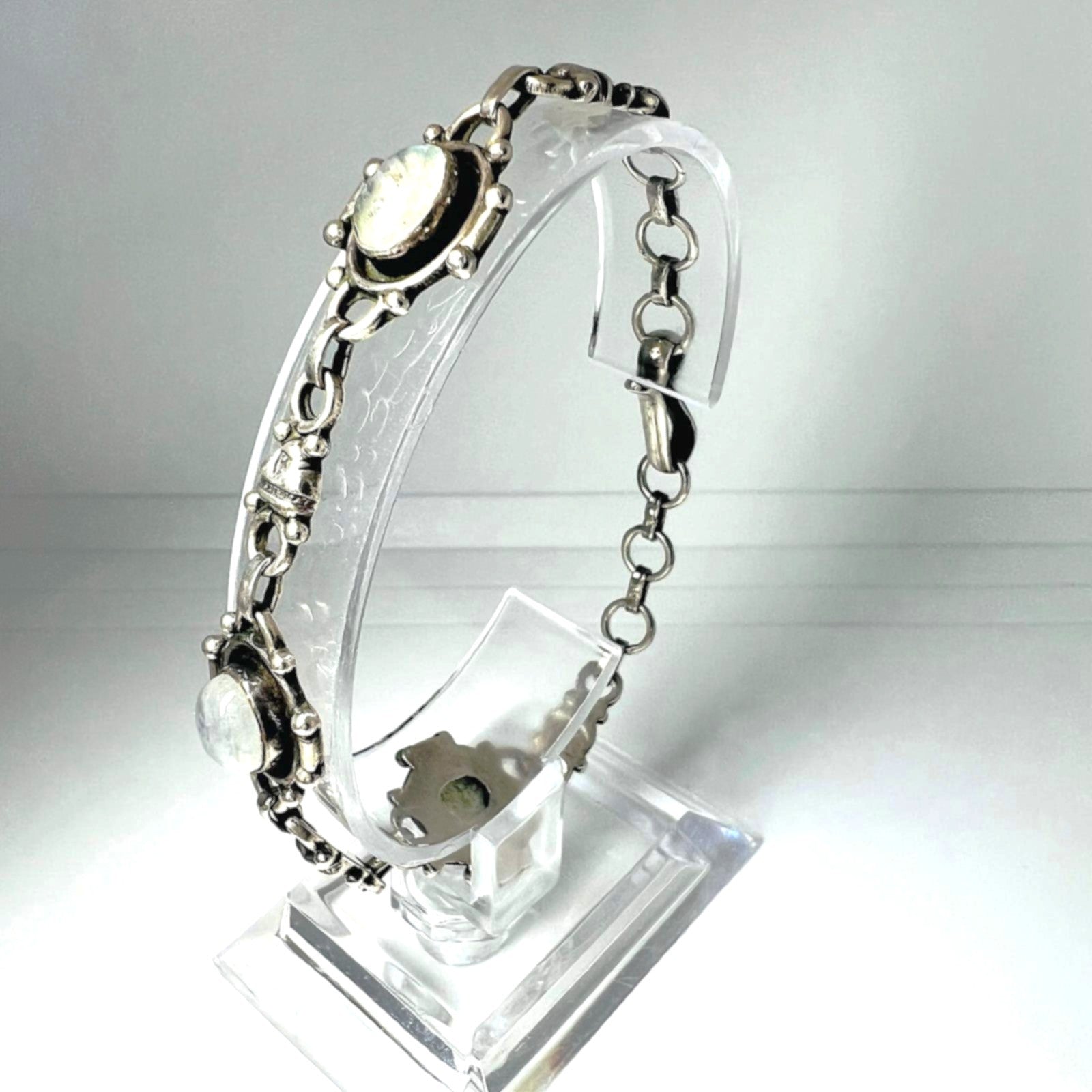 Vintage 925er Silber Armband mit Mondstein 