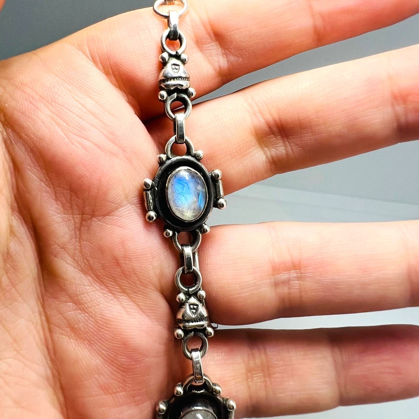 Vintage 925er Silber Armband mit Mondstein 