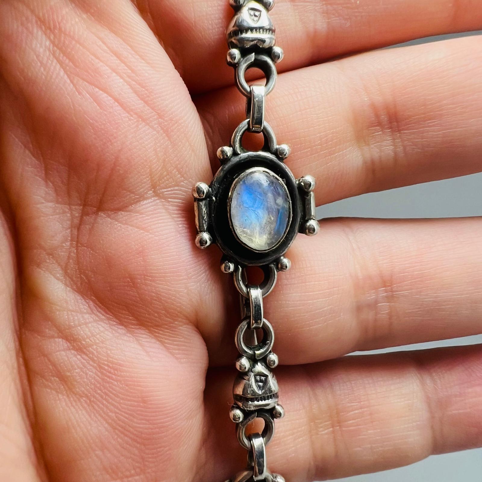 Vintage 925er Silber Armband mit Mondstein 