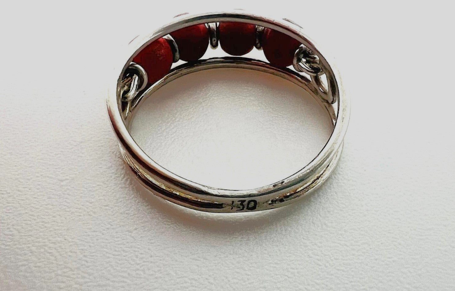 830er Silber Ring mit Mittelmeer Korallen