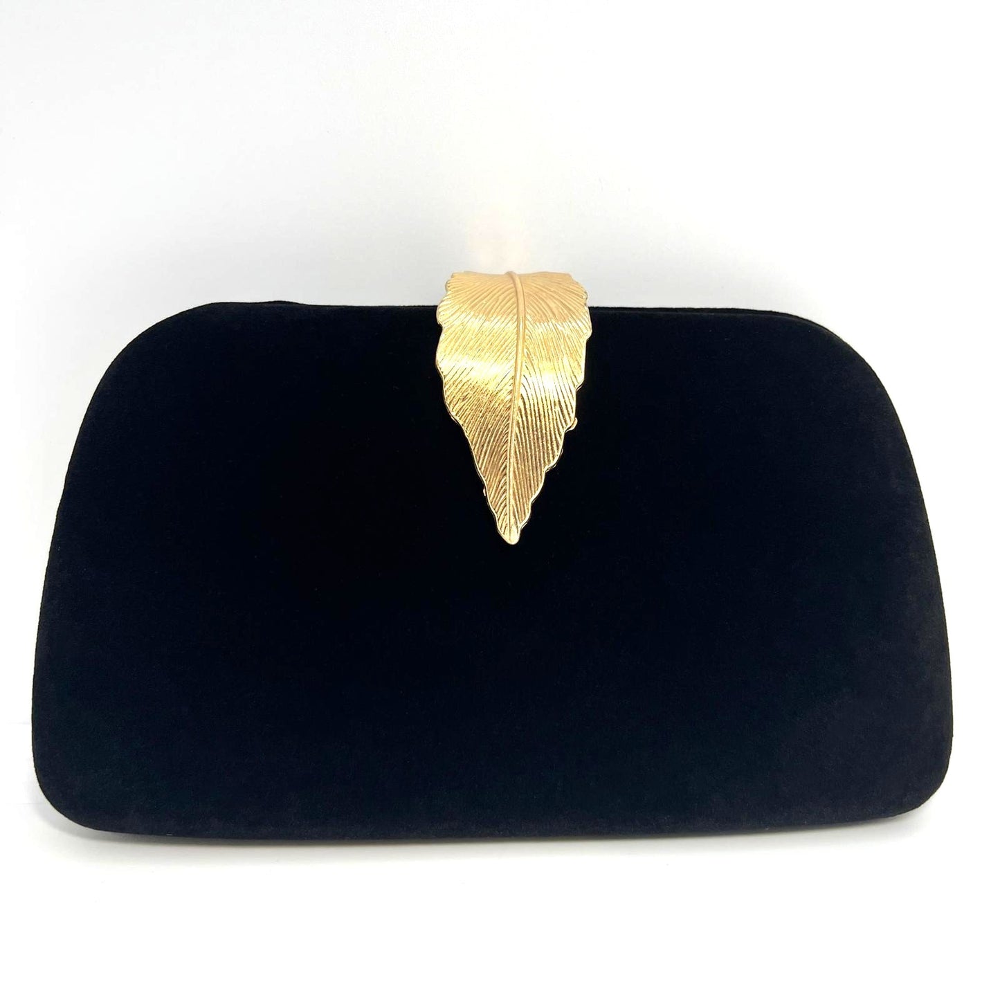 Elegante Abendtasche Clutch Schwarz Samt Gold Verschluss Schulterkette