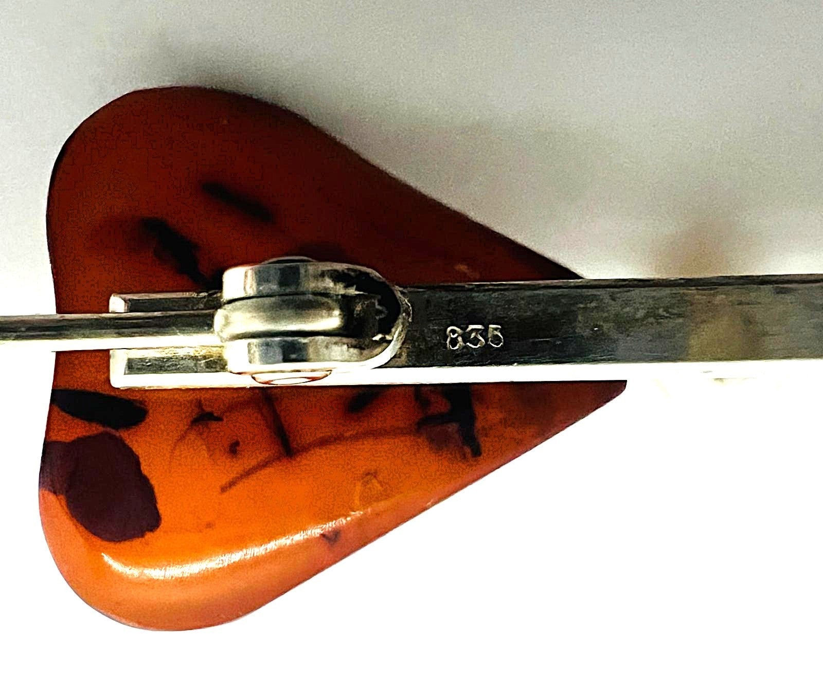 Art Deco Brosche 835 Silber Bernstein