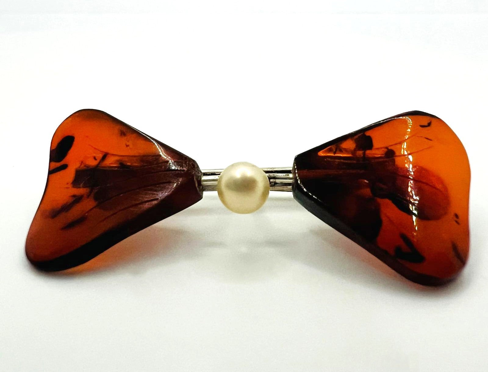 Art Deco Brosche 835 Silber Bernstein