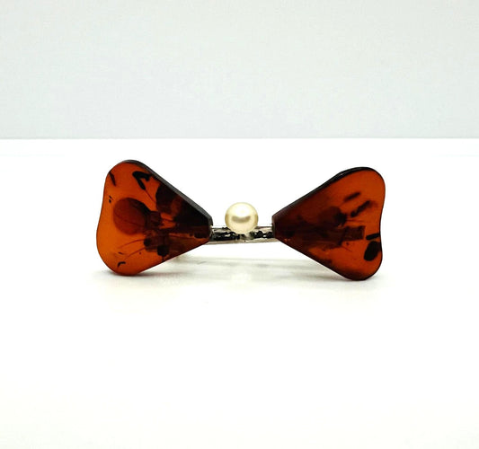 Art Deco Brosche 835 Silber Bernstein