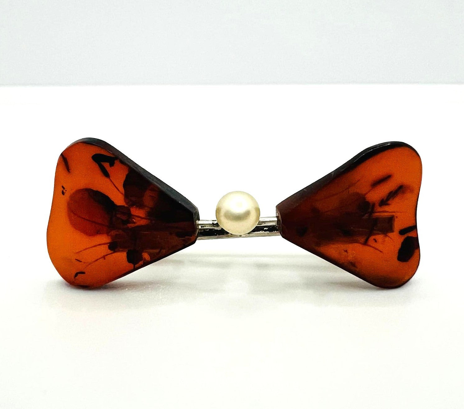 Art Deco Brosche 835 Silber Bernstein