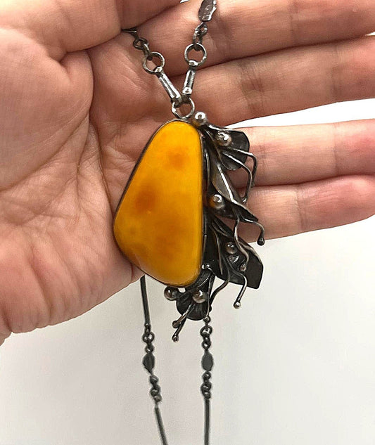 Jugendstil Bernstein Kette