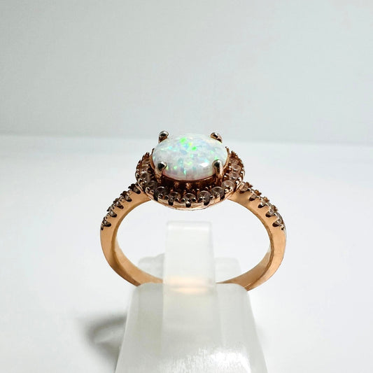 925 Silber Roségold Opal Ring 