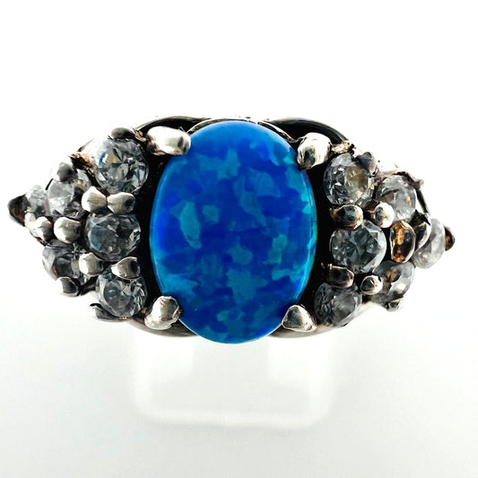 Silber Ring mit blauem Opal 