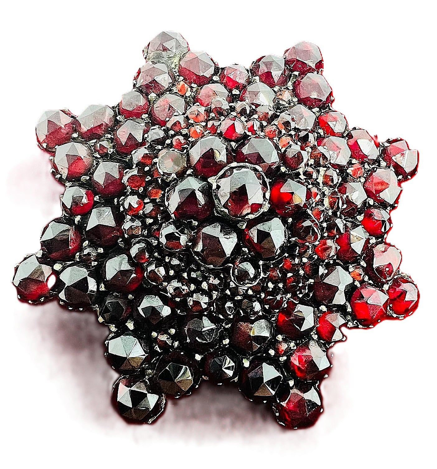 Antike böhmische Granat Brosche 