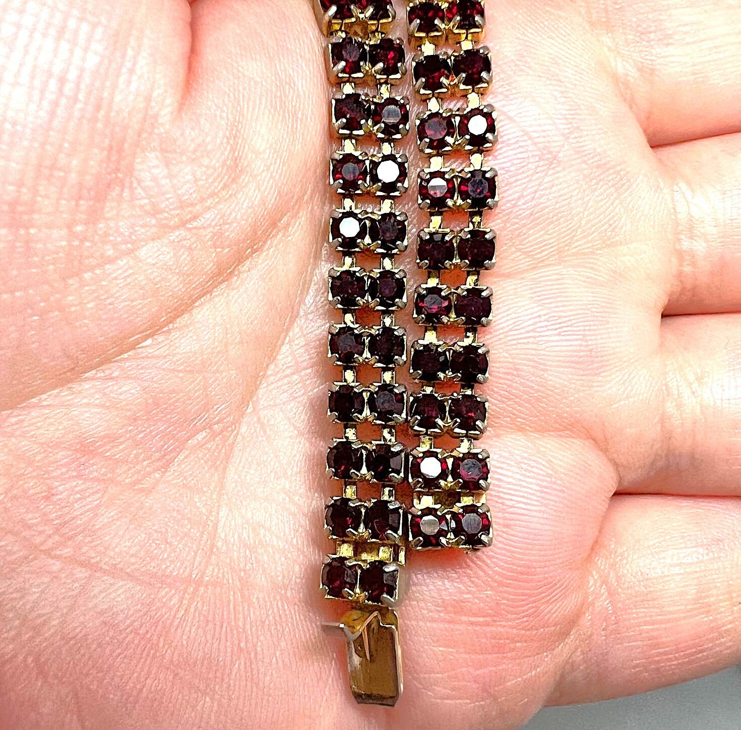 Antikes vergoldetes Granat Armband 