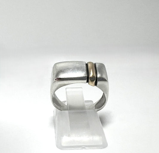 Vintage 925 Silber Ring Modernist Bicolor