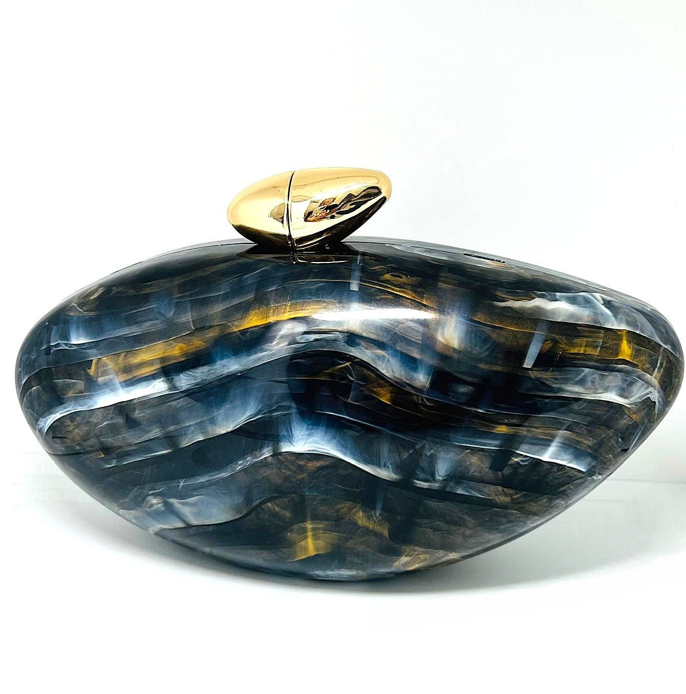 Muschel-Clutch marmoriert Resin/Acryl Hardcase