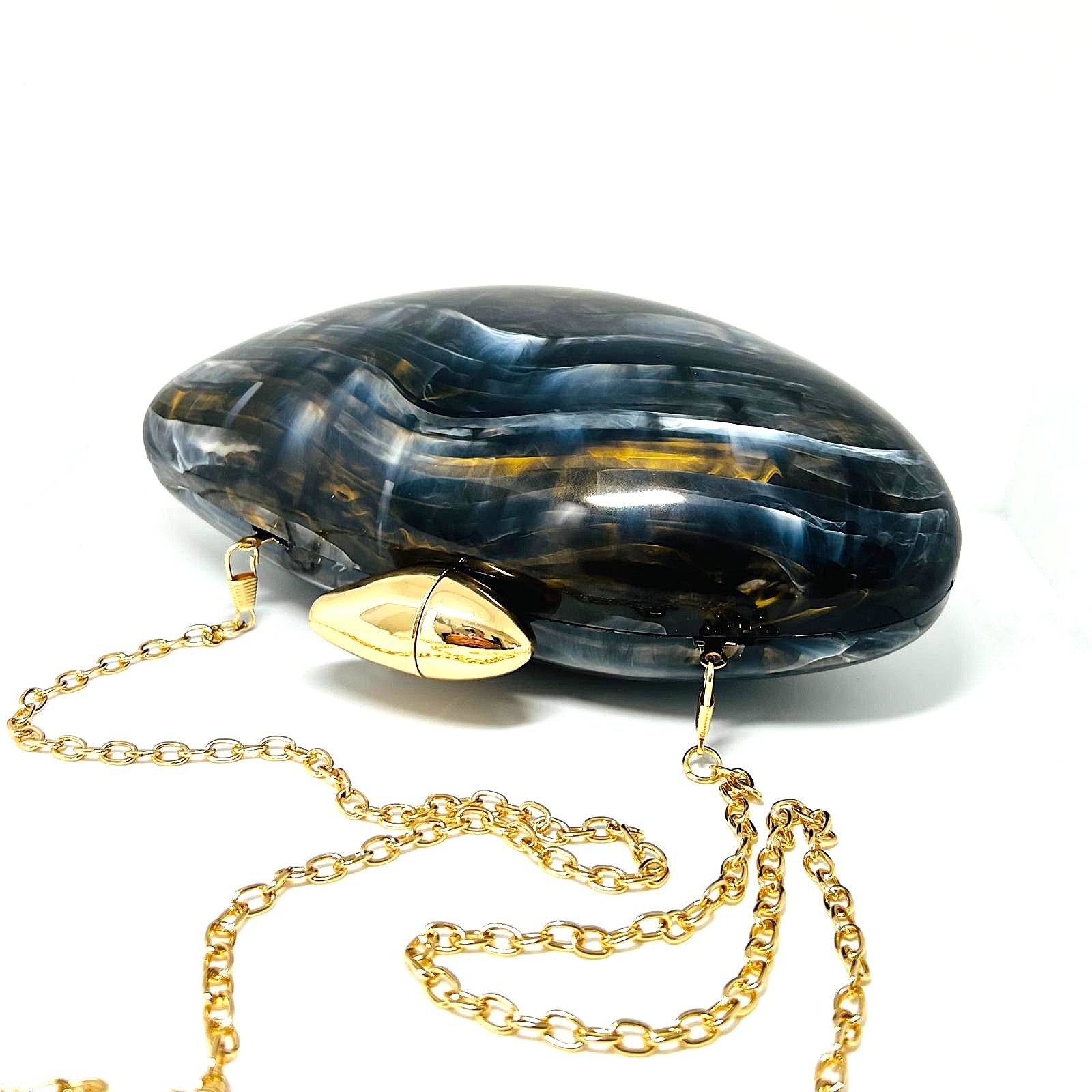 Muschel-Clutch marmoriert Resin/Acryl Hardcase