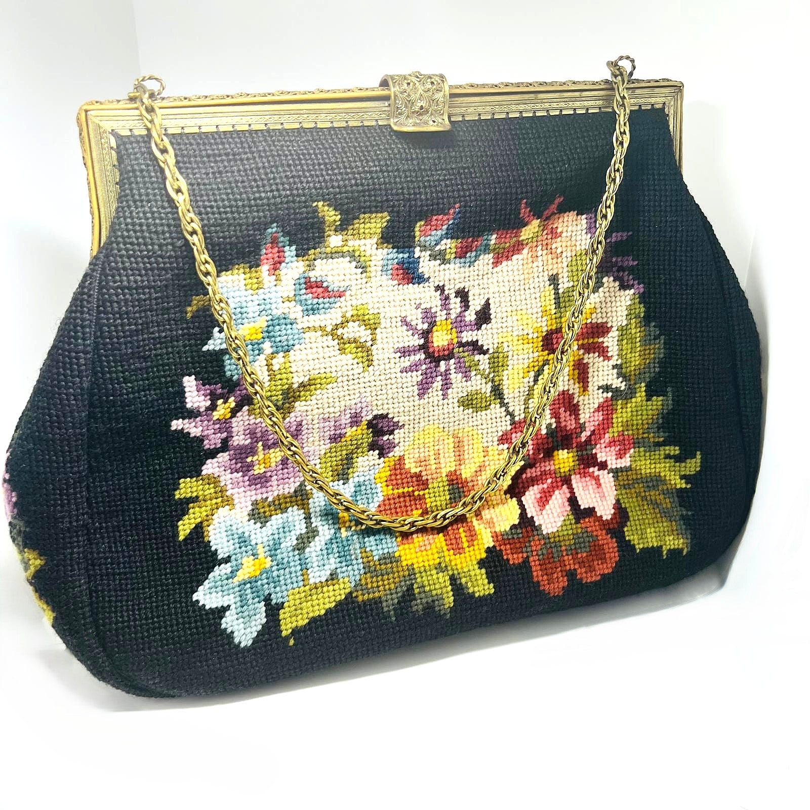 Antike Needlepoint Abendtasche 