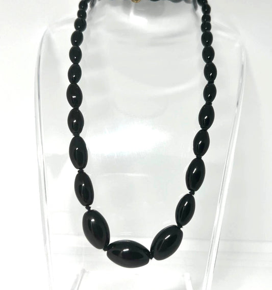 Art-Déco Obsidian Kette 