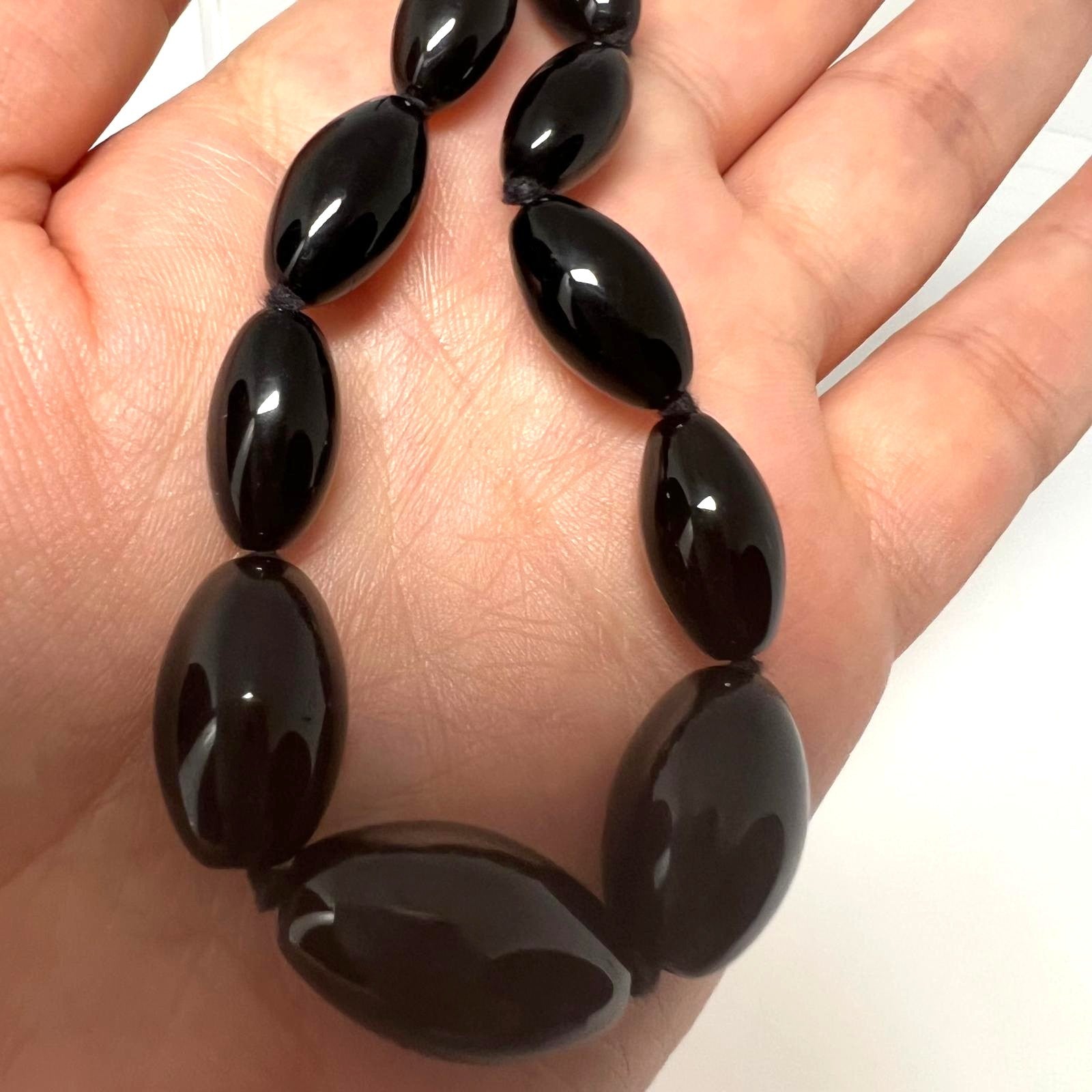Art-Déco Obsidian Kette 