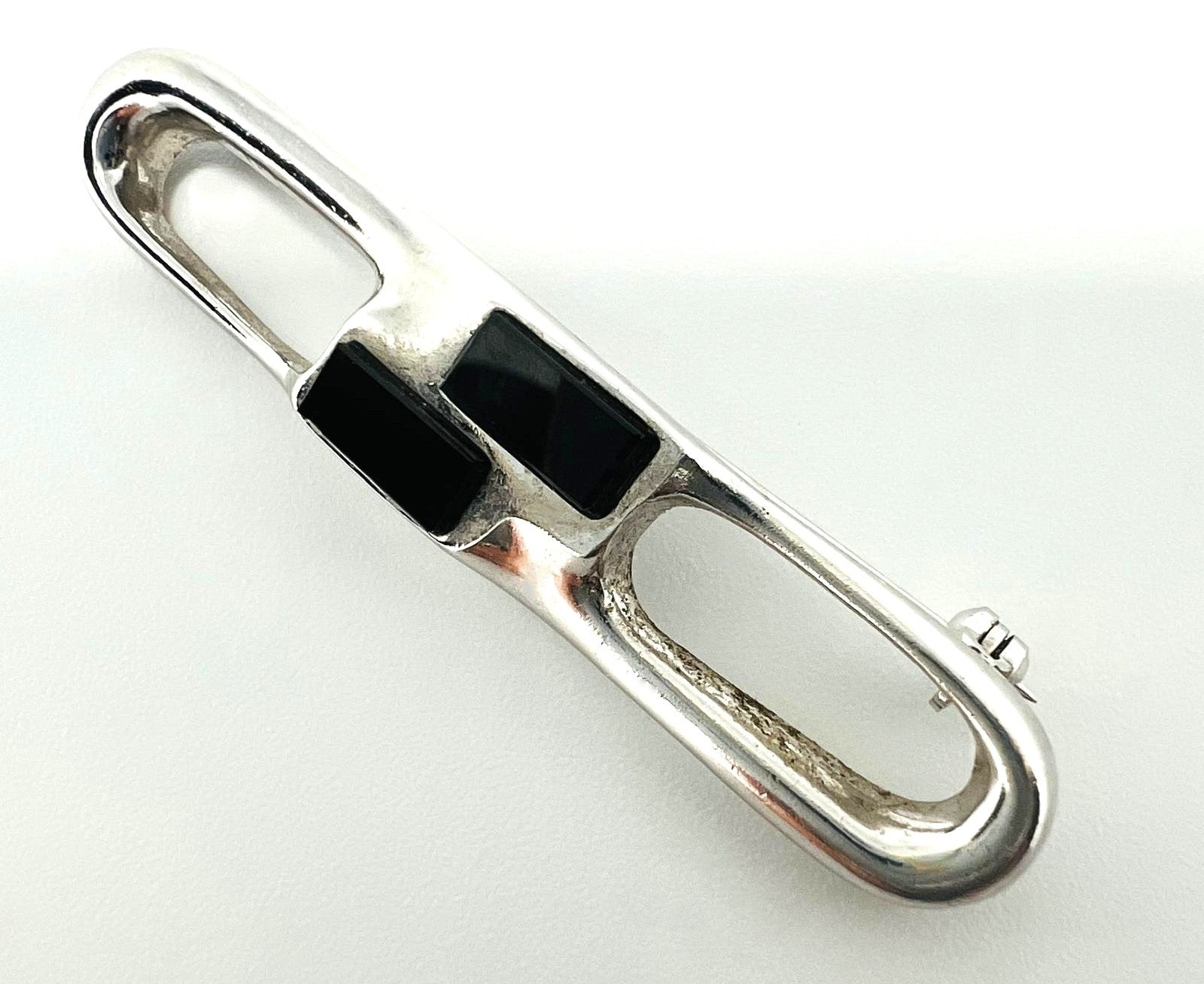Silber Brosche mit Onyx