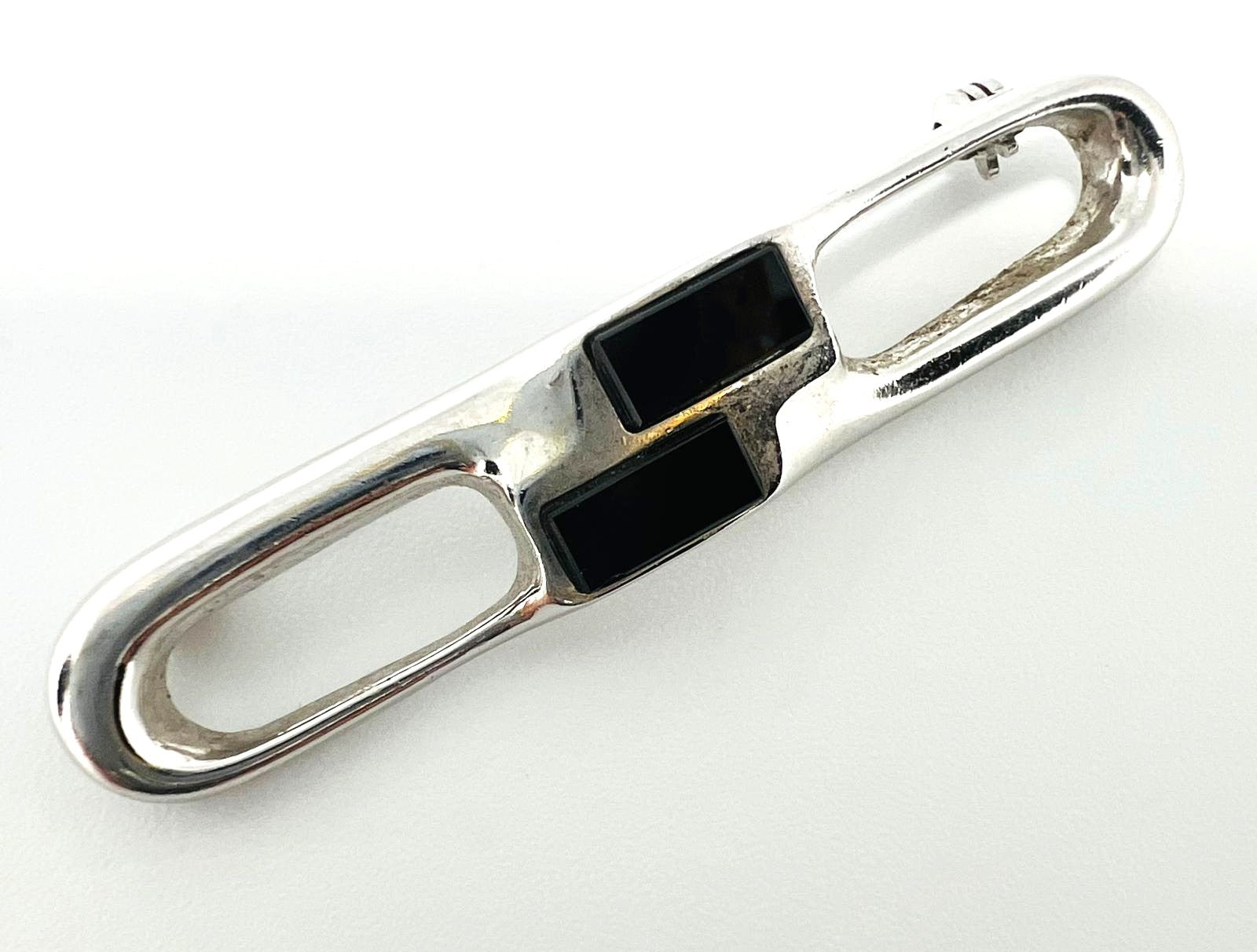 Silber Brosche mit Onyx