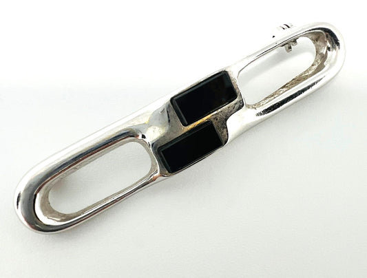Silber Brosche mit Onyx
