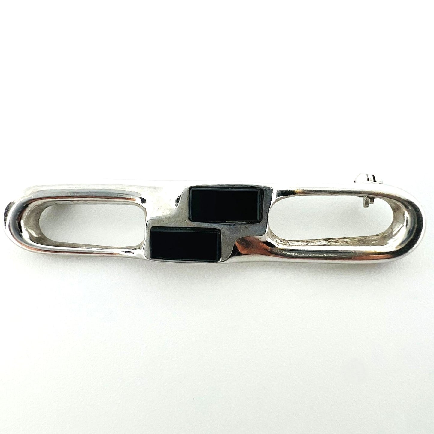 Silber Brosche mit Onyx