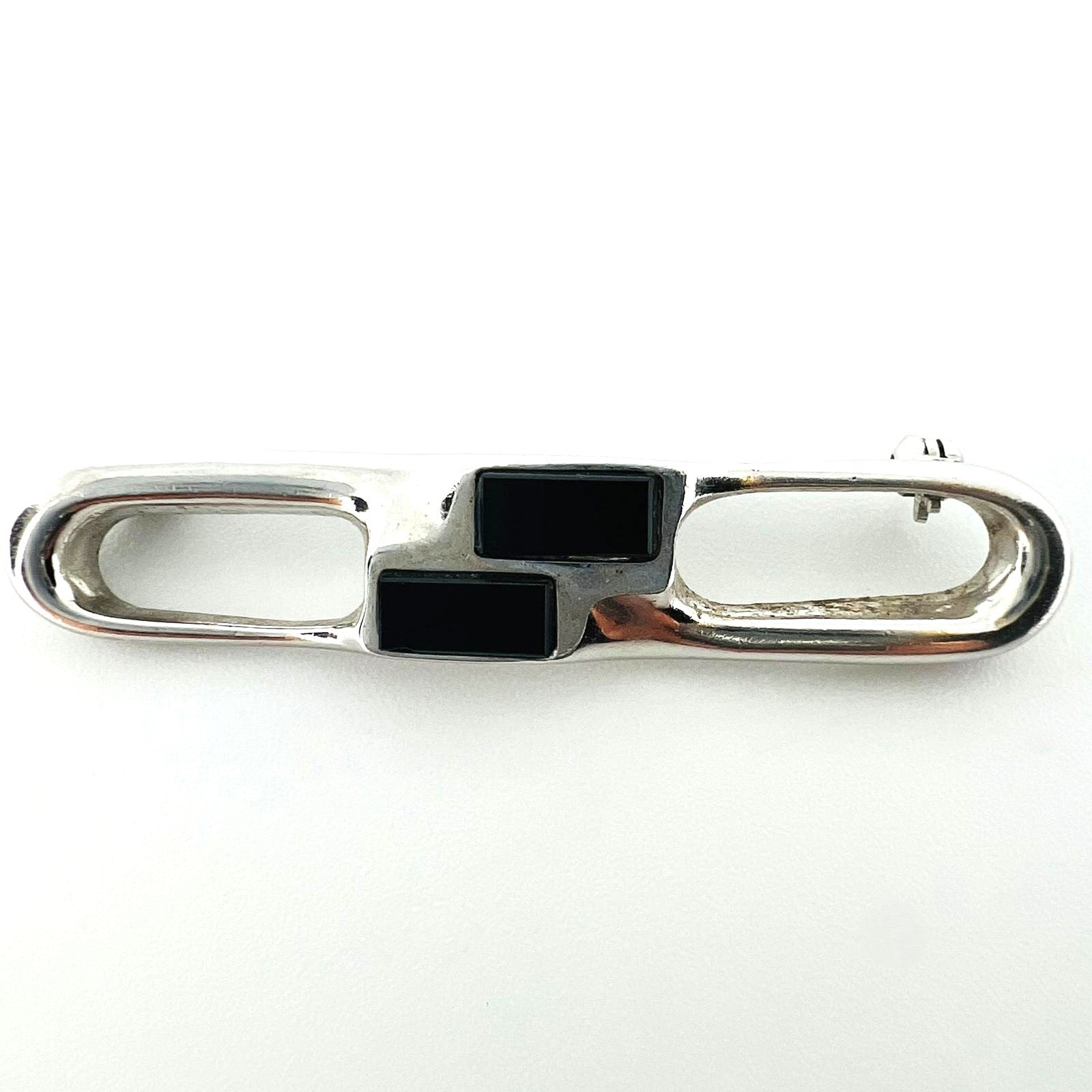 Silber Brosche mit Onyx