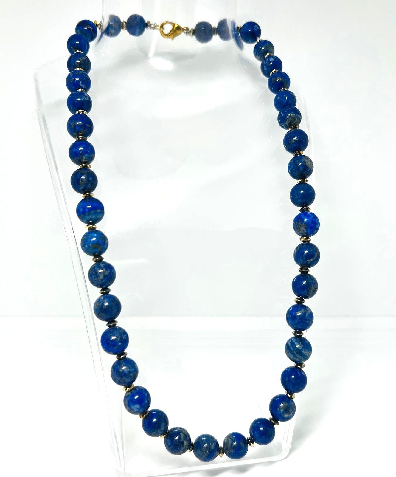 Premium Lapis Lazuli Kette Pyrit Natural Beads Vintage 52 cm