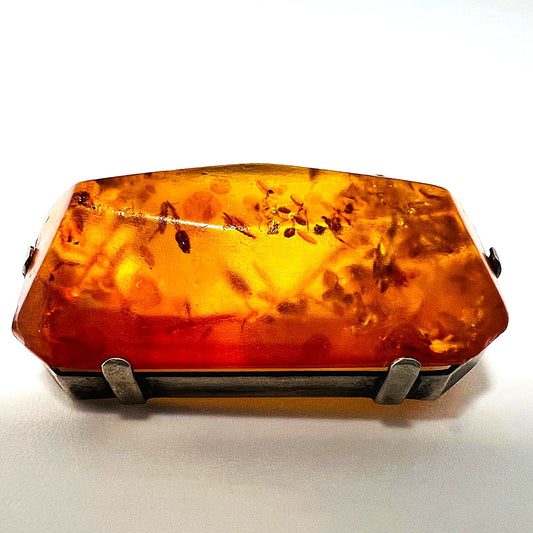 Art Deco Bernstein-Brosche Cognac