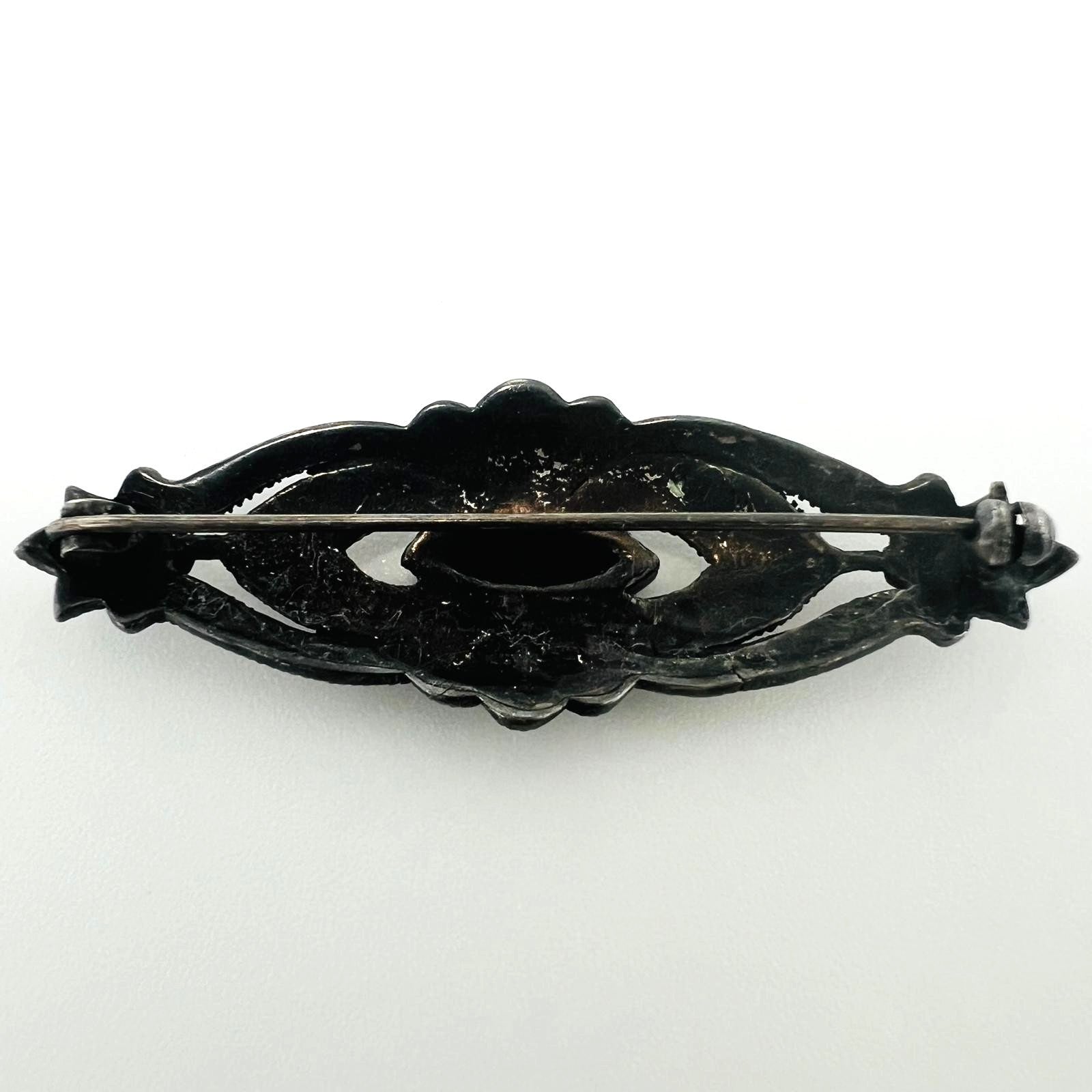 Art Deco Markasit Onyx Brosche