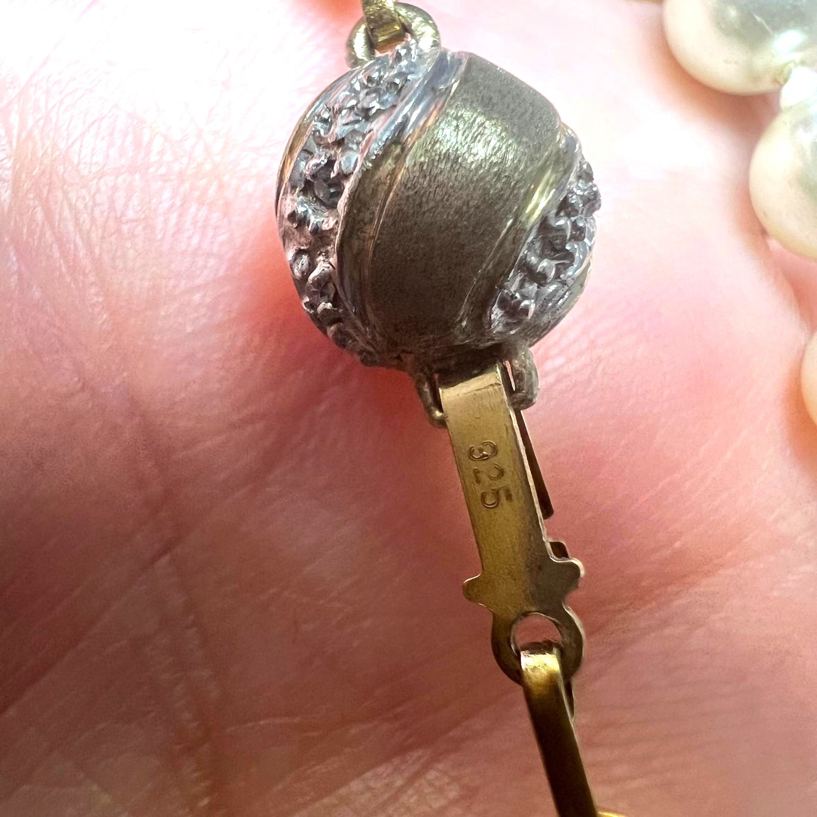 Vintage Perlenkette creme/ivory – 925 Silber