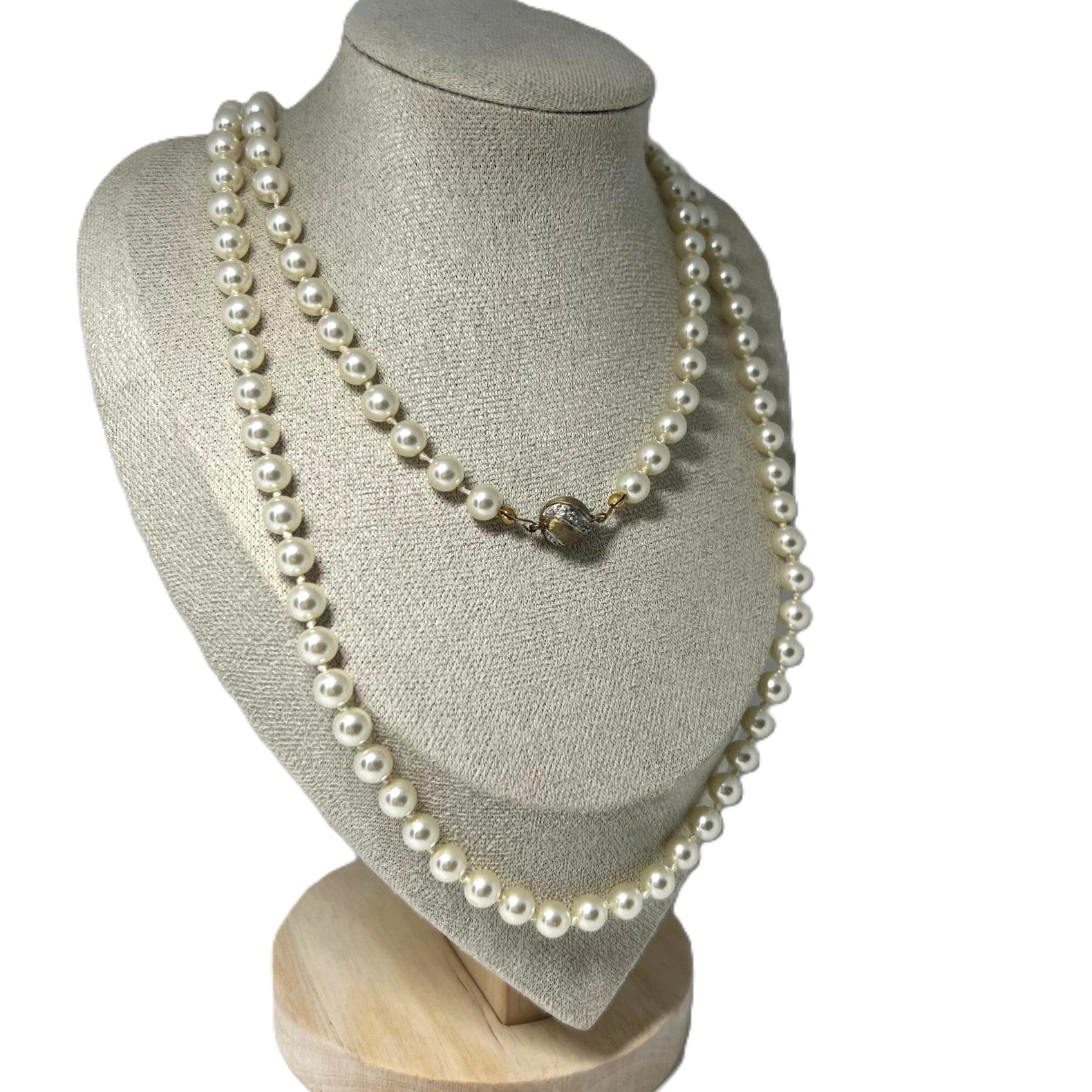 Vintage Perlenkette creme/ivory – 925 Silber