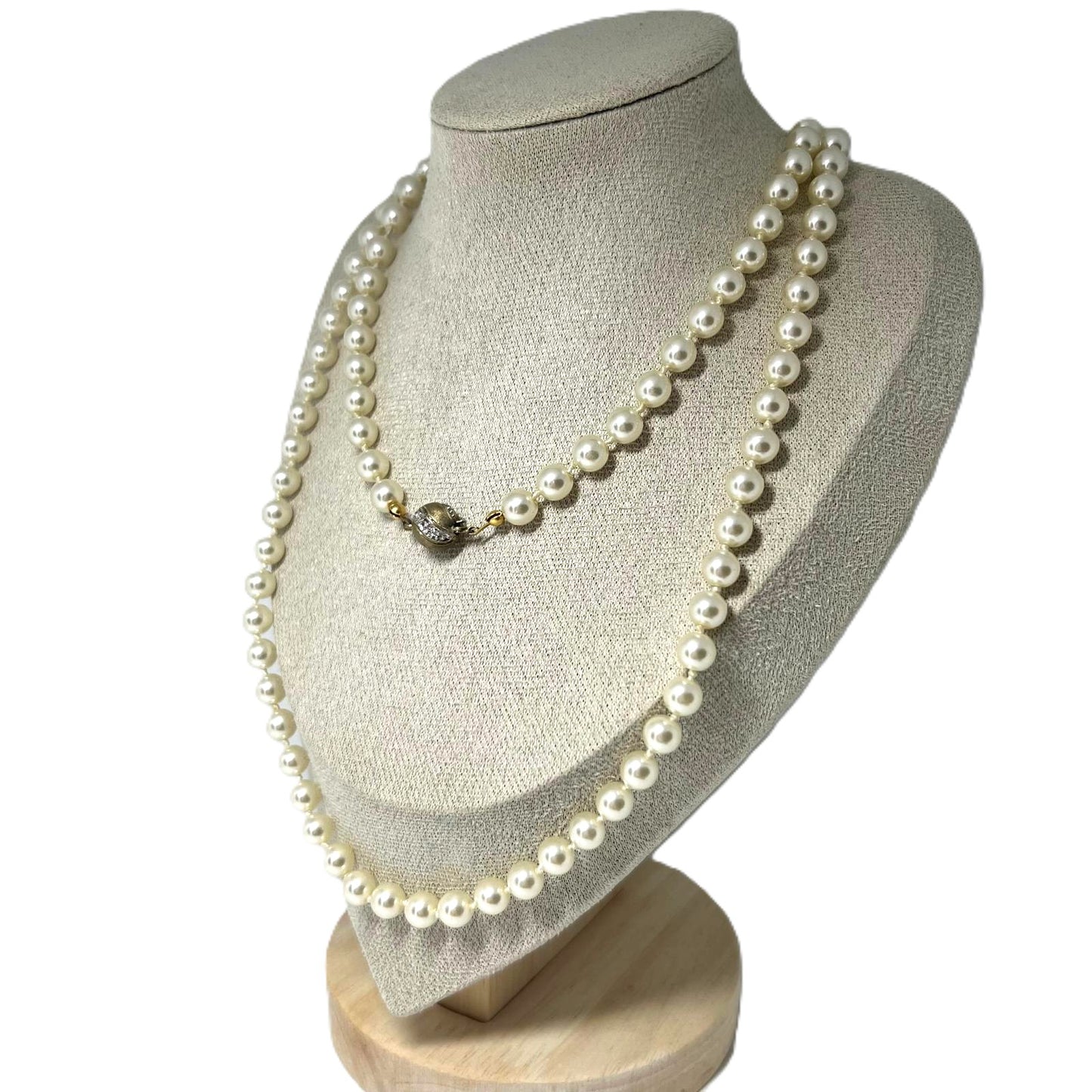 Vintage Perlenkette creme/ivory – 925 Silber