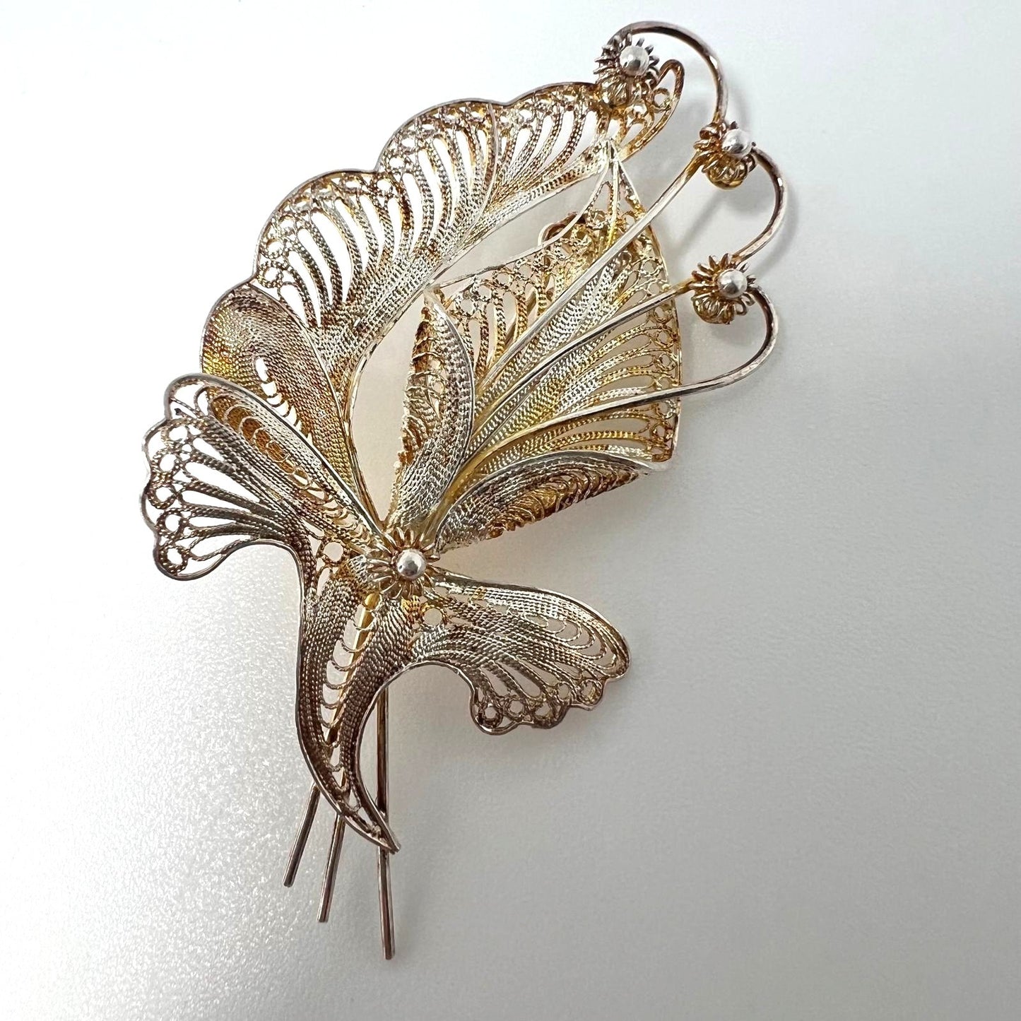 Italienische 925 Silber Filigran-Brosche