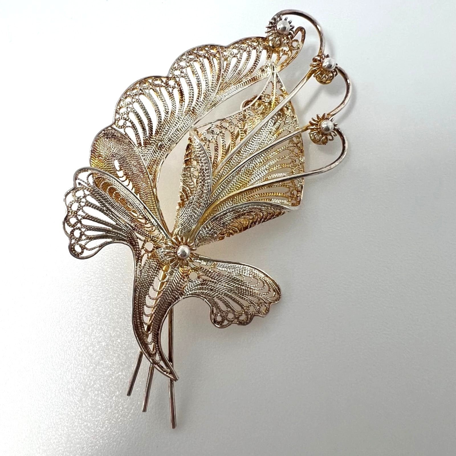 Italienische 925 Silber Filigran-Brosche