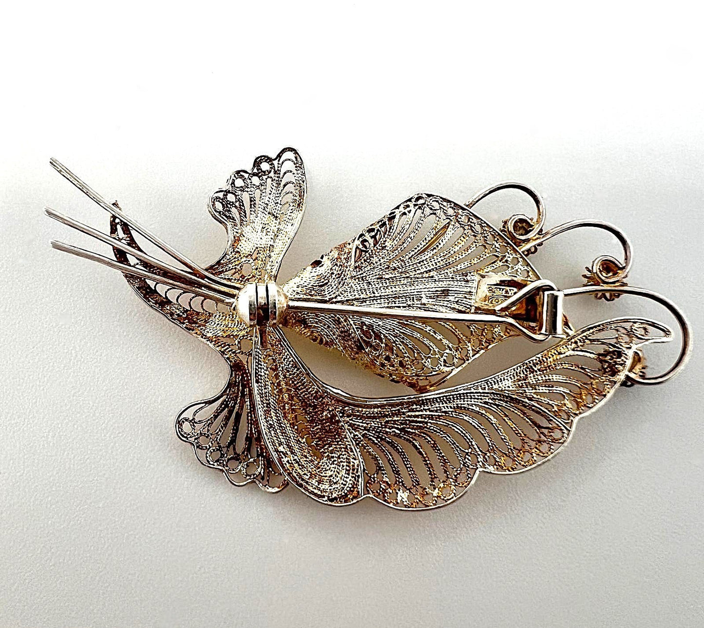 Italienische 925 Silber Filigran-Brosche