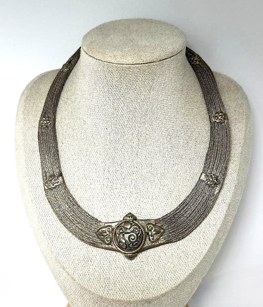 Silber Collier breit Vintage Choker