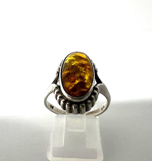 Fischland 835 Silber Bernsteinring 