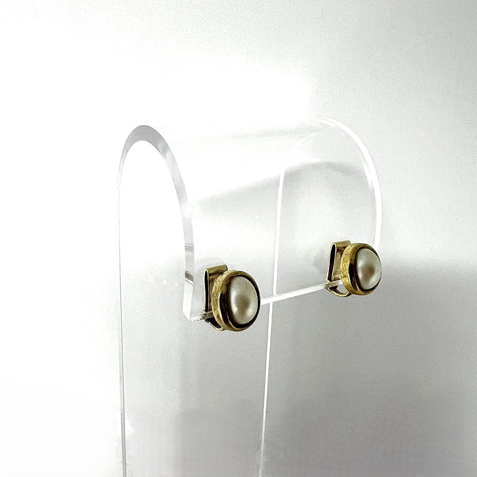  Vintage vergoldete Ohrclips mit Perlen