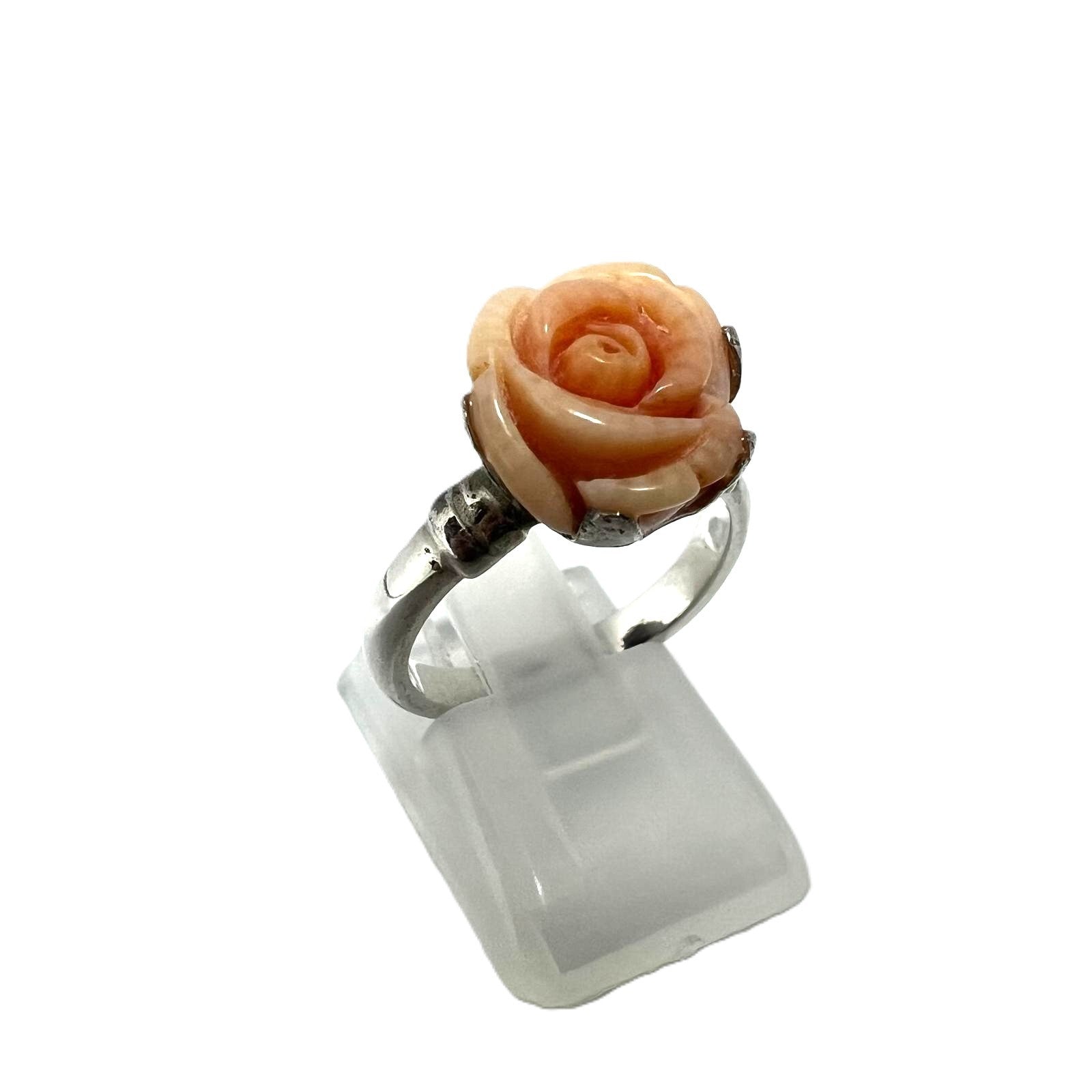 Vintage Korallenring 925 Sterling Silber