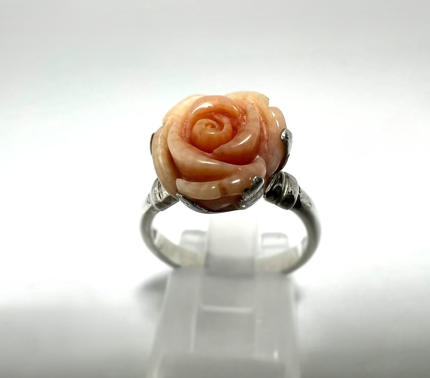 Vintage Korallenring 925 Sterling Silber