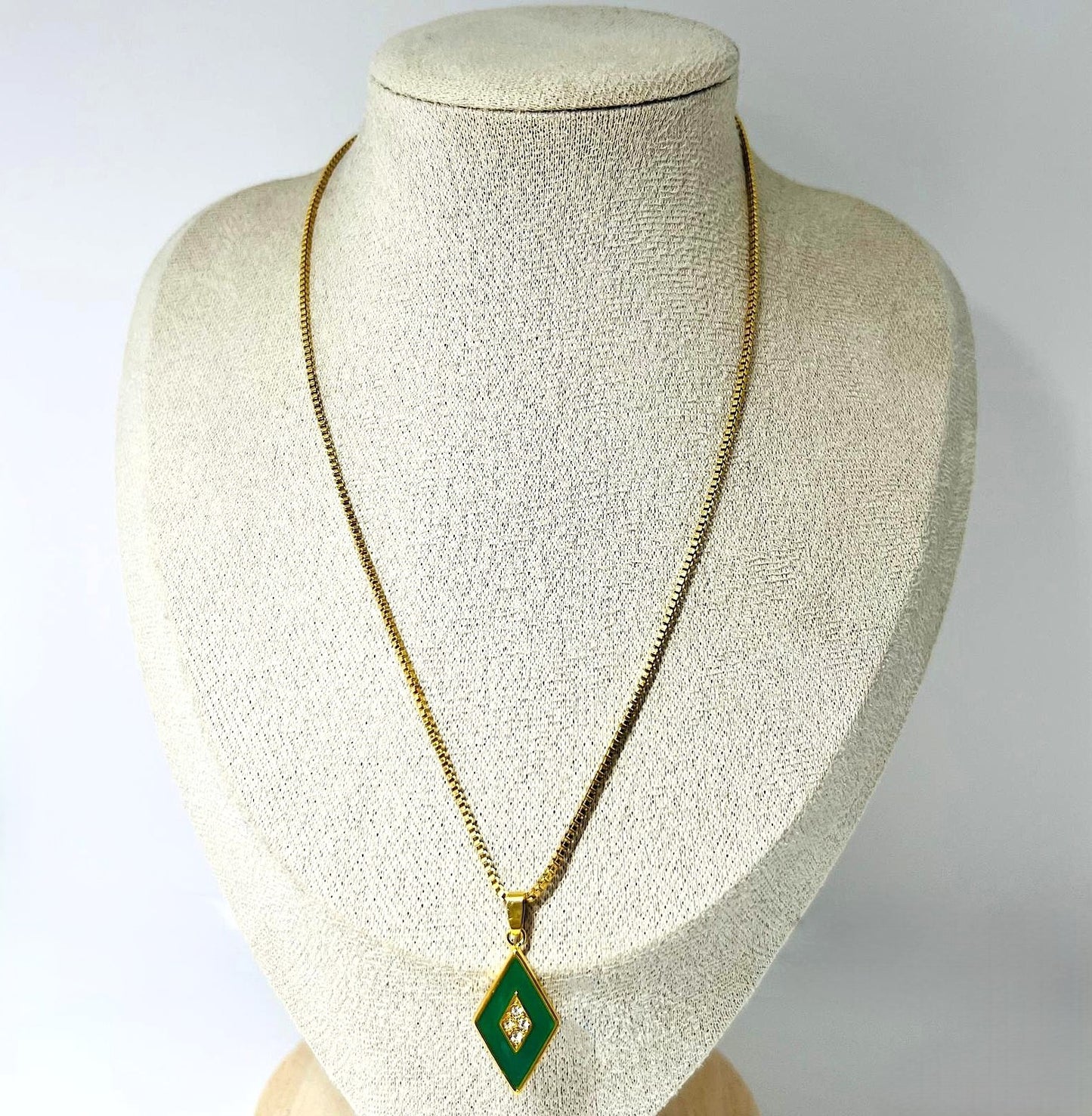 Original Vintage Kette 18K Vergoldet Raute schwarz, Auswahl/Varianten, 40 cm