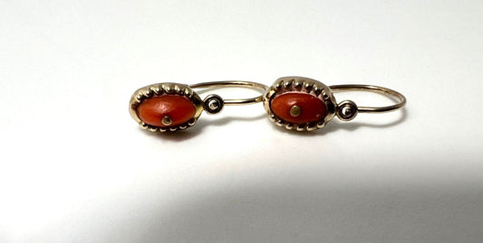 Antik-Stil 333 Gold Korallen-Kinderohrringe 