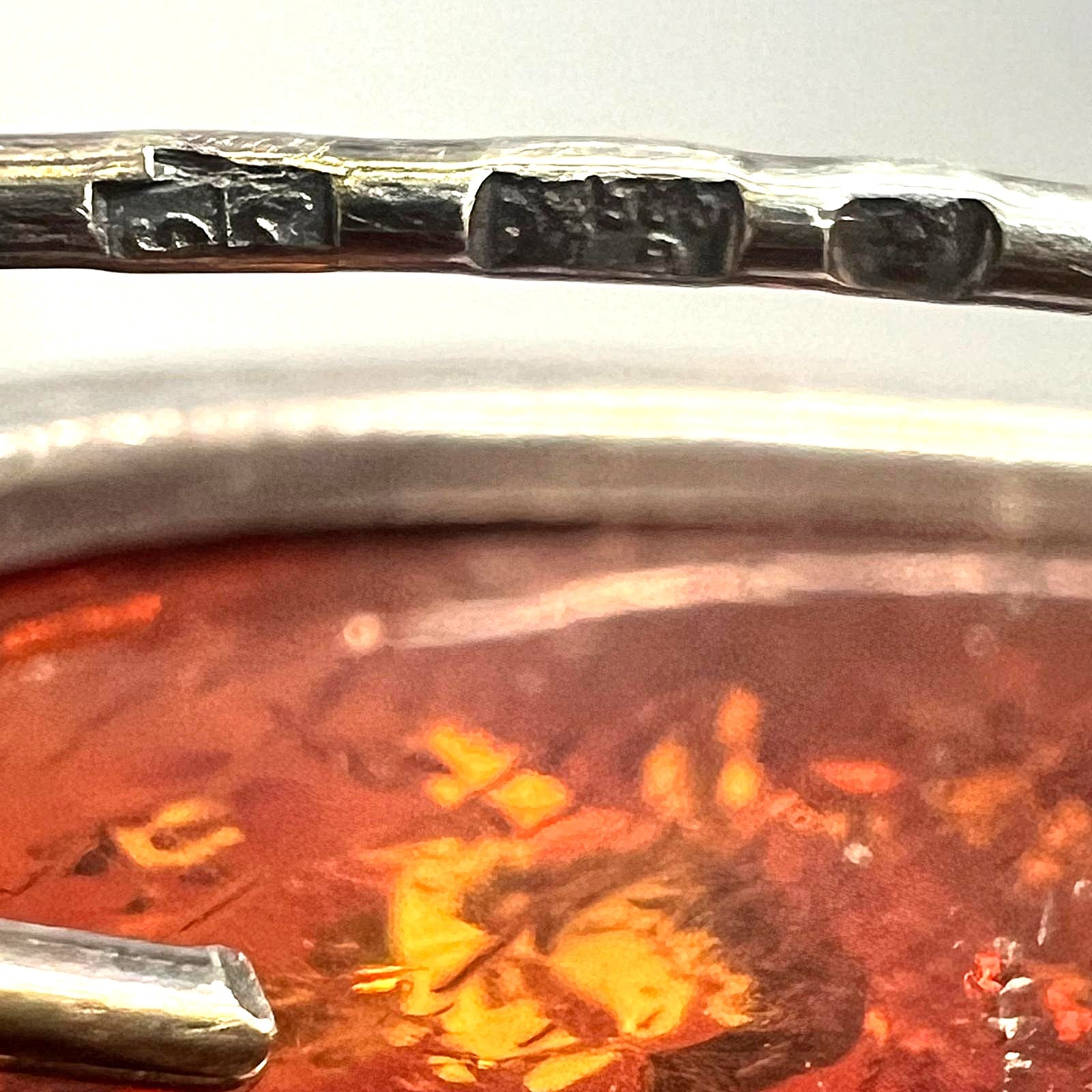 Bernsteinbrosche Silber