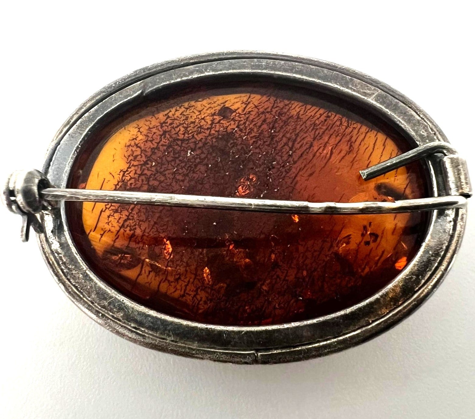 Bernsteinbrosche Silber