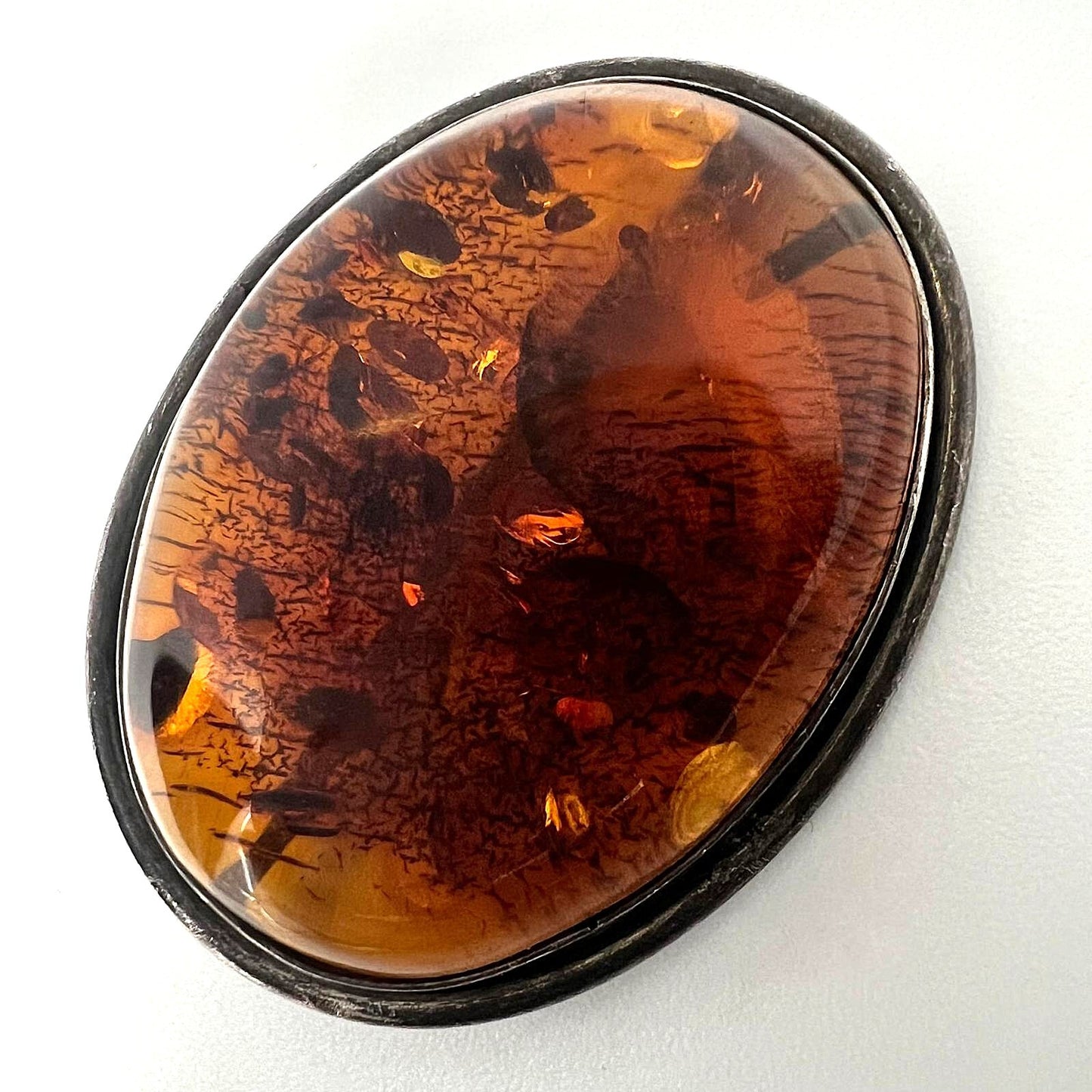 Bernsteinbrosche Silber