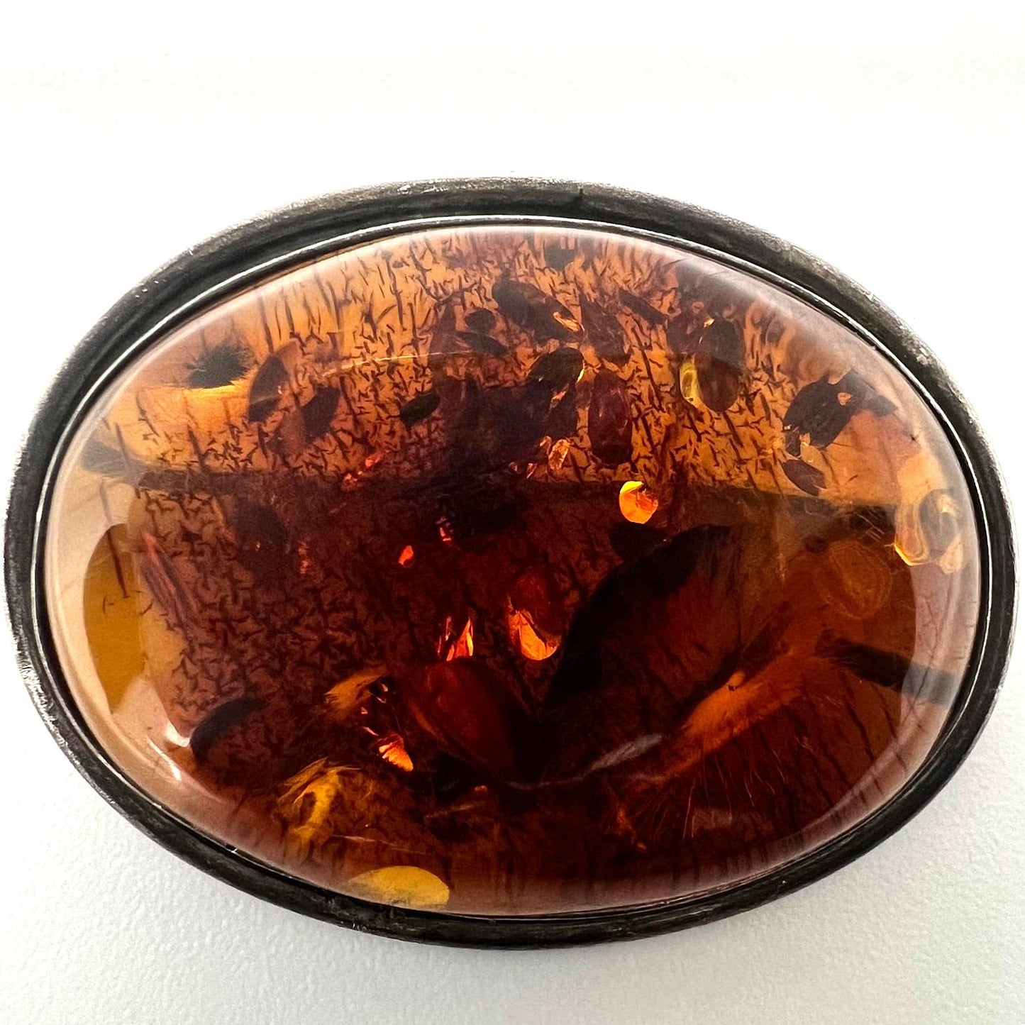 Bernsteinbrosche Silber