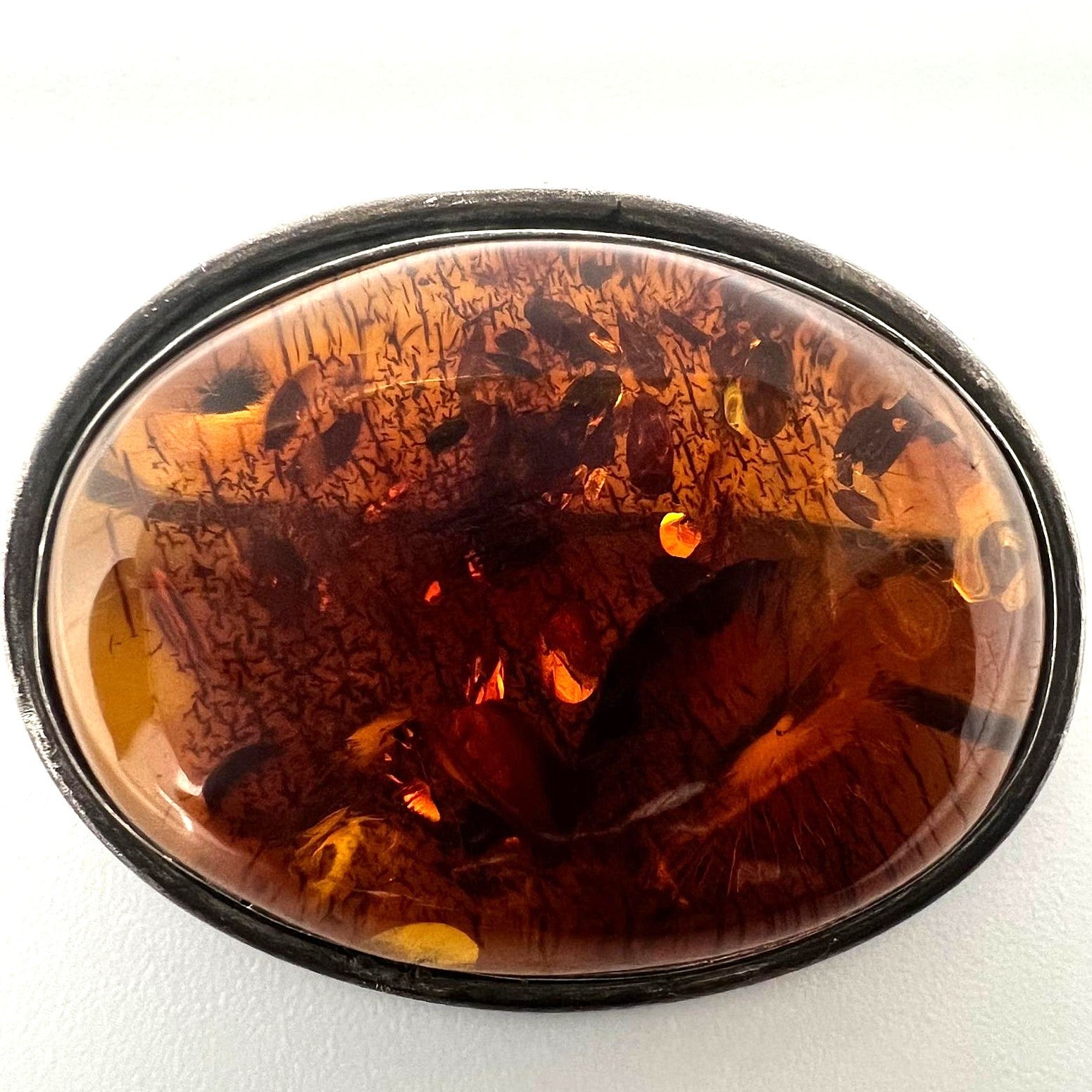 Bernsteinbrosche Silber