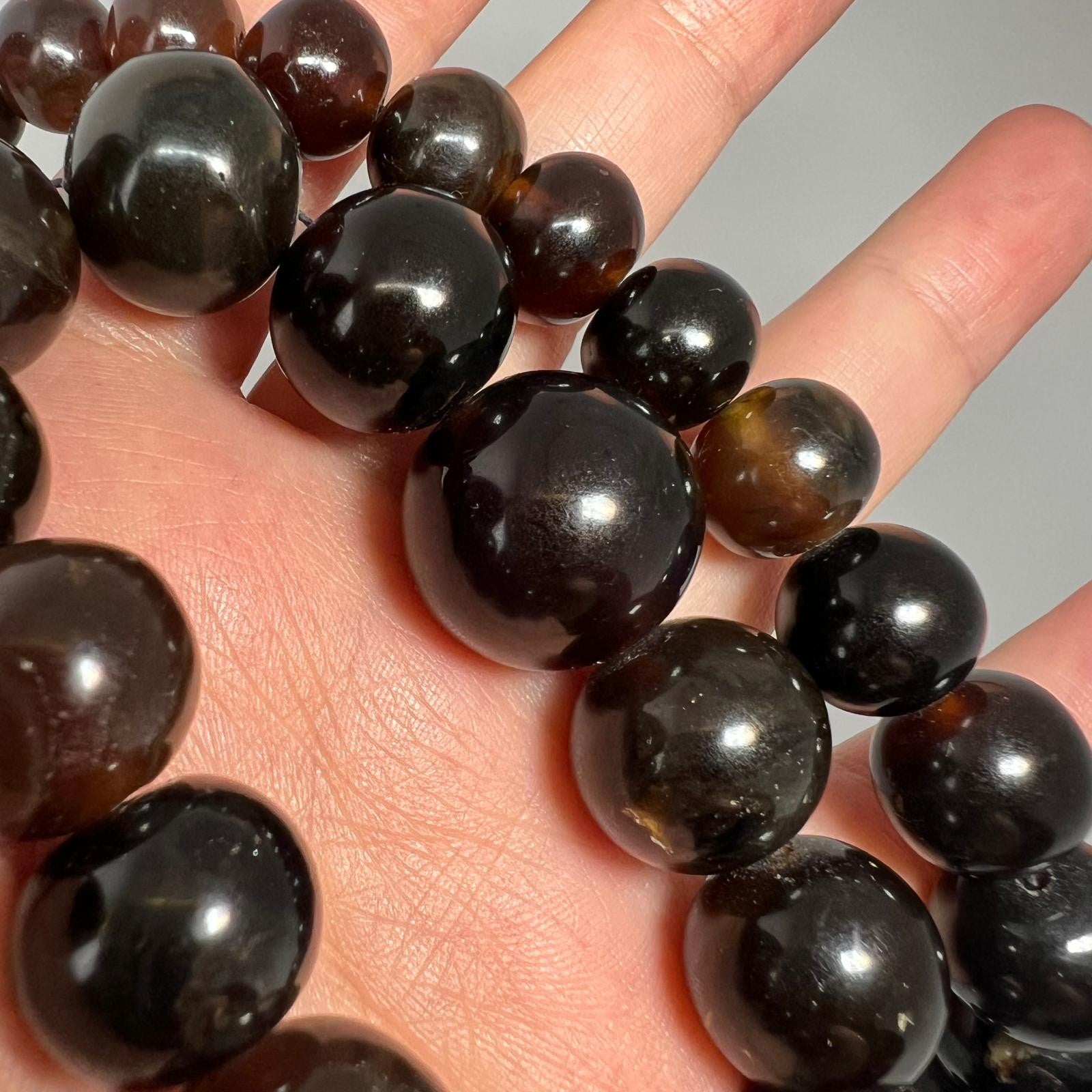 Art Deco Schwarze Bernstein Kette 