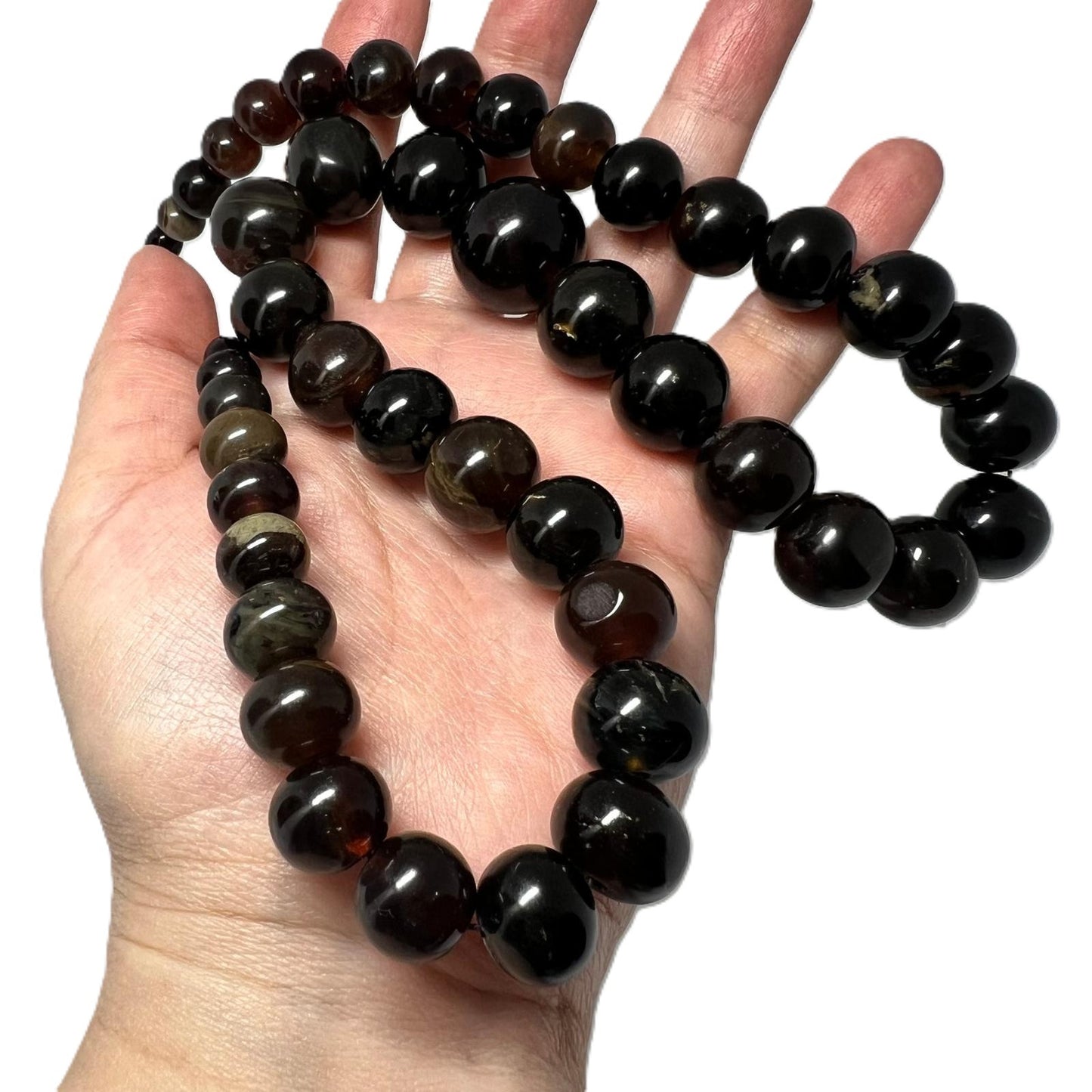 Art Deco Schwarze Bernstein Kette 