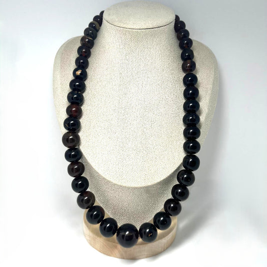 Art Deco Schwarze Bernstein Kette 