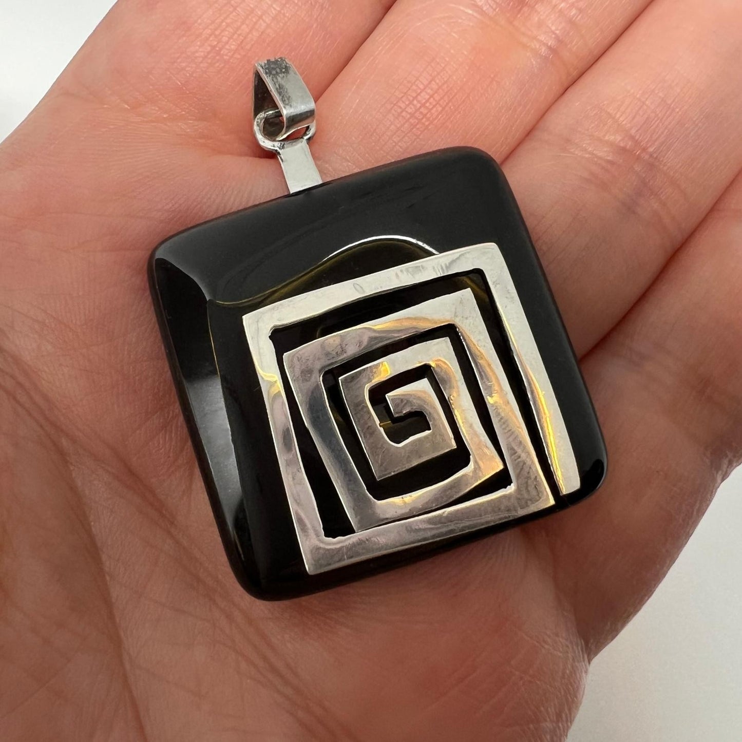 Onyx Anhänger 925 Silber quadratisch